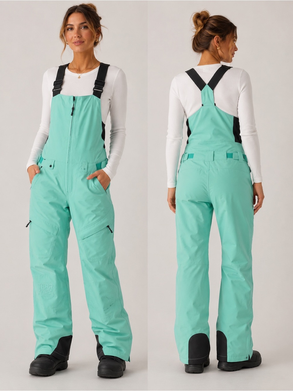 Mint Green Insulated Snow Bib Overalls